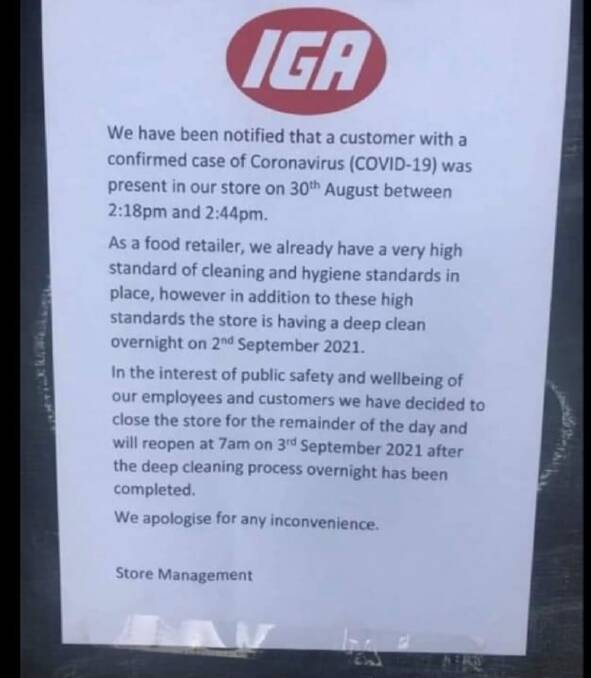 Closed for cleaning: Moss Vale IGA will reopen on September 3. Photo: supplied.
