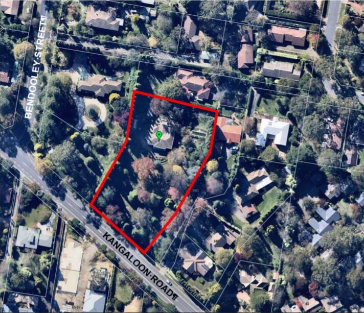 An aerial image of 32 Kangaloon Road, Bowral. Councillors voted to place an interim heritage order on the property. Photo: Wingecarribee Shire Council. 