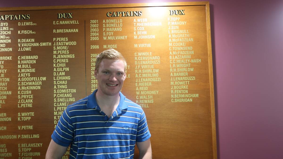 Top of the crop: Jack Howard has topped his year at Chevalier College and was named Dux of the 2019 class with an ATAR of 99.05. Photo: Vera Demertzis