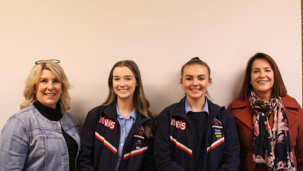Moss Vale High School Year 12 advisor Janeen Pepping, school captains Allie Kracht and Taylah Denford and principal Patricia Holmes. 