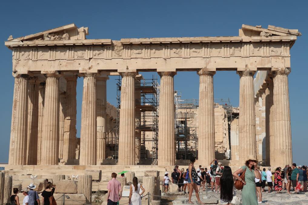 A spectacular sight: The Acropolis was teaming with tourists despite the 38 degree heatwave. Photo: Vera Demertzis