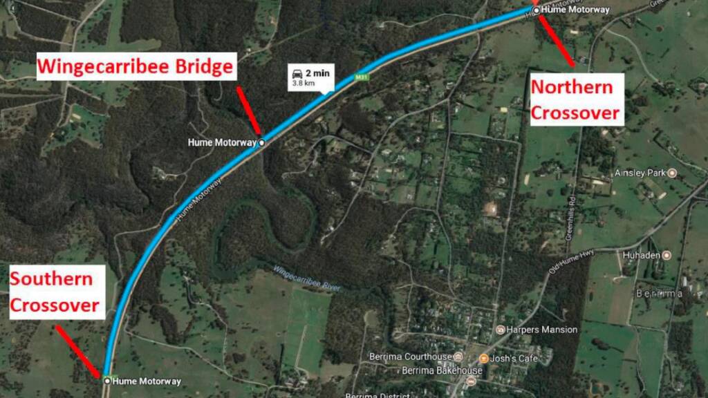 Motorists are advised of changed traffic conditions from next week on the Hume Highway for safety improvement work to be carried out on the Wingecarribee Bridge. Photo: Supplied. 