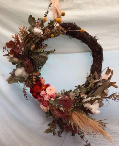 Learn to create a dried floral wreath and essential oil roller using high quality Young Living oils just in time for Christmas. Picture: supplied.