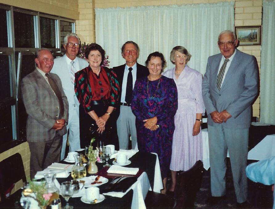 A group of Bundanoon Garden Club members enjoying the 20th anniversary dinner at Killarney. The founder of the Club, Mrs Beryl Gosbell, is third from the left. Photo: supplied. 