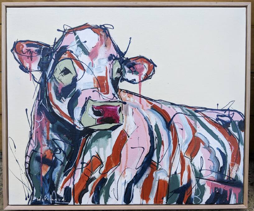 Bold and colourful: Artist Aidan Weichard will exhibit his collection of mixed medium art work depicting his appreciation for beautiful animals, people and landscapes at the Milk Factory Gallery. Photo: supplied.