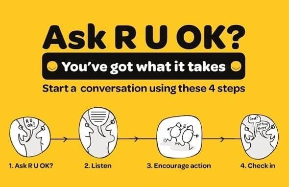 Ask, listen, take action and check in with family and friends on R U OK day