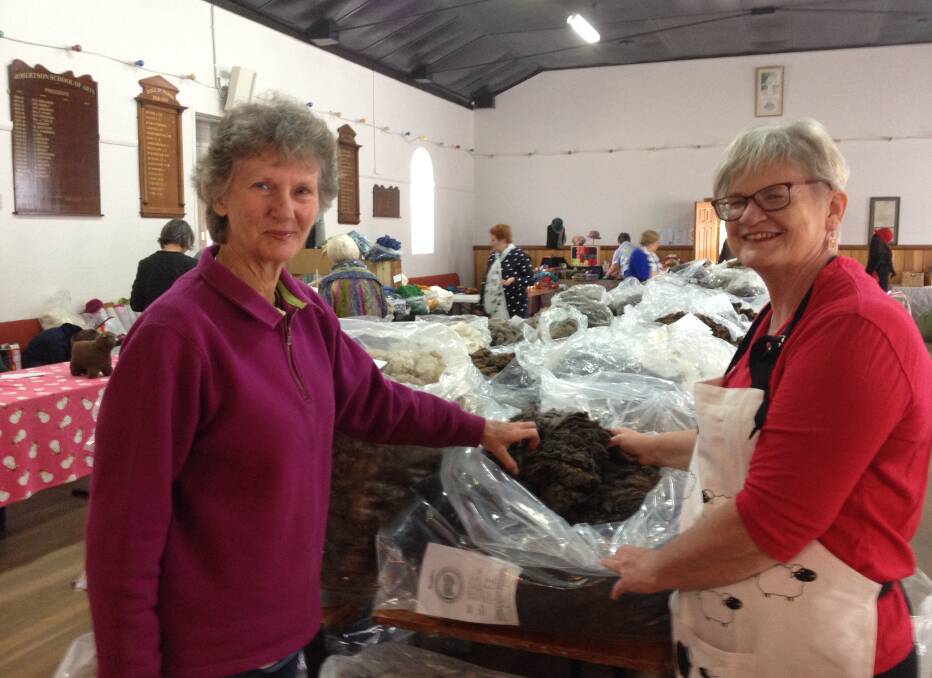 Ann and Lydia posing with the fleece. Photo supplied