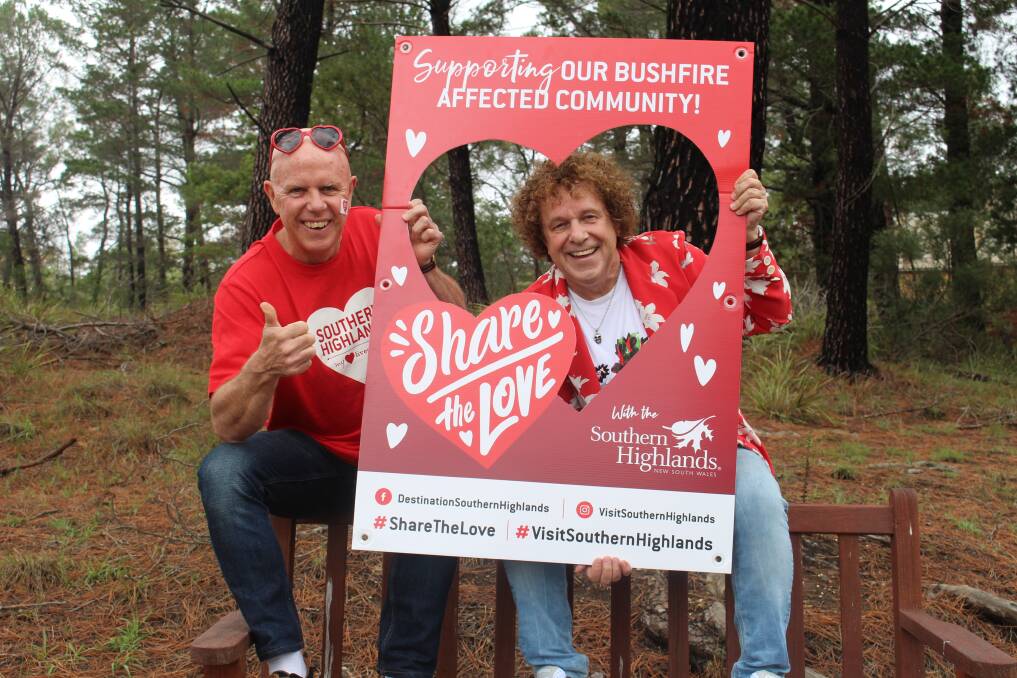 Share the love: Destination Southern Highlands group manager Steve Rosa and international music icon Leo Sayer want you to share the love in the Highlands. 