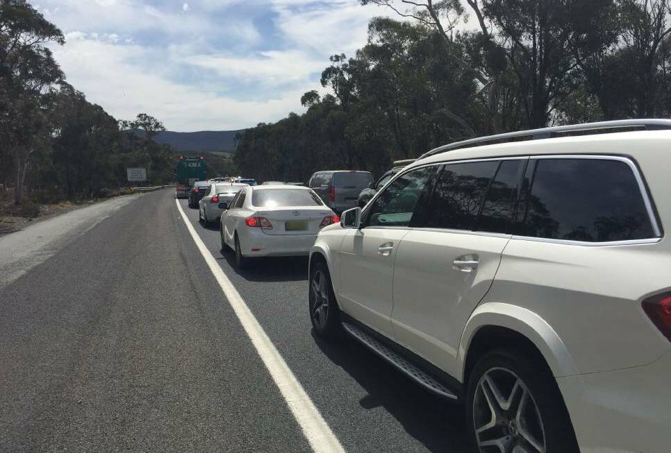REPORT: Traffic backed up on the Hume Highway after a two-car crash. Photo: File