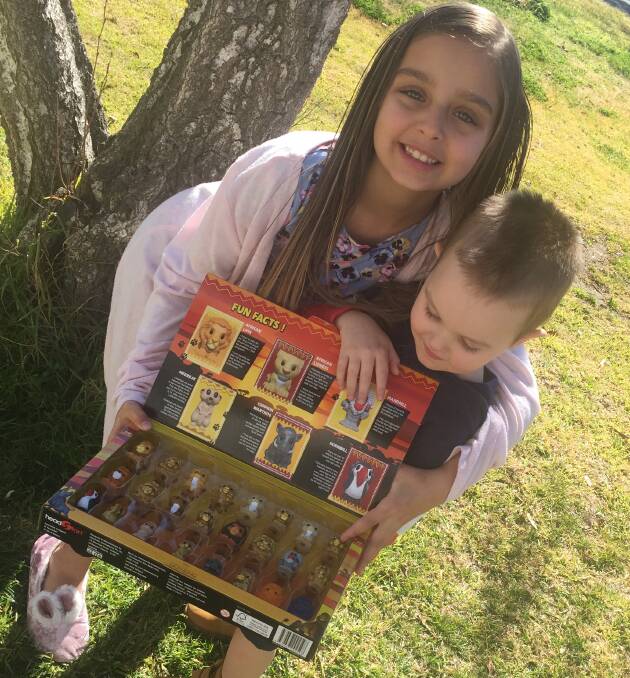 GET THEM ALL: Mia Dunne and Jaxon Dale with their Ooshie collection. Photo: supplied. 