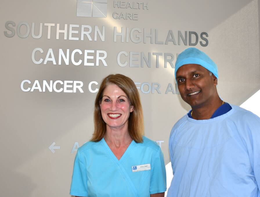 CARE: Nursing unit manager, Jenny Jagoe with Dr Priyan Wikramanayake. Photo: Hannah Neale.
