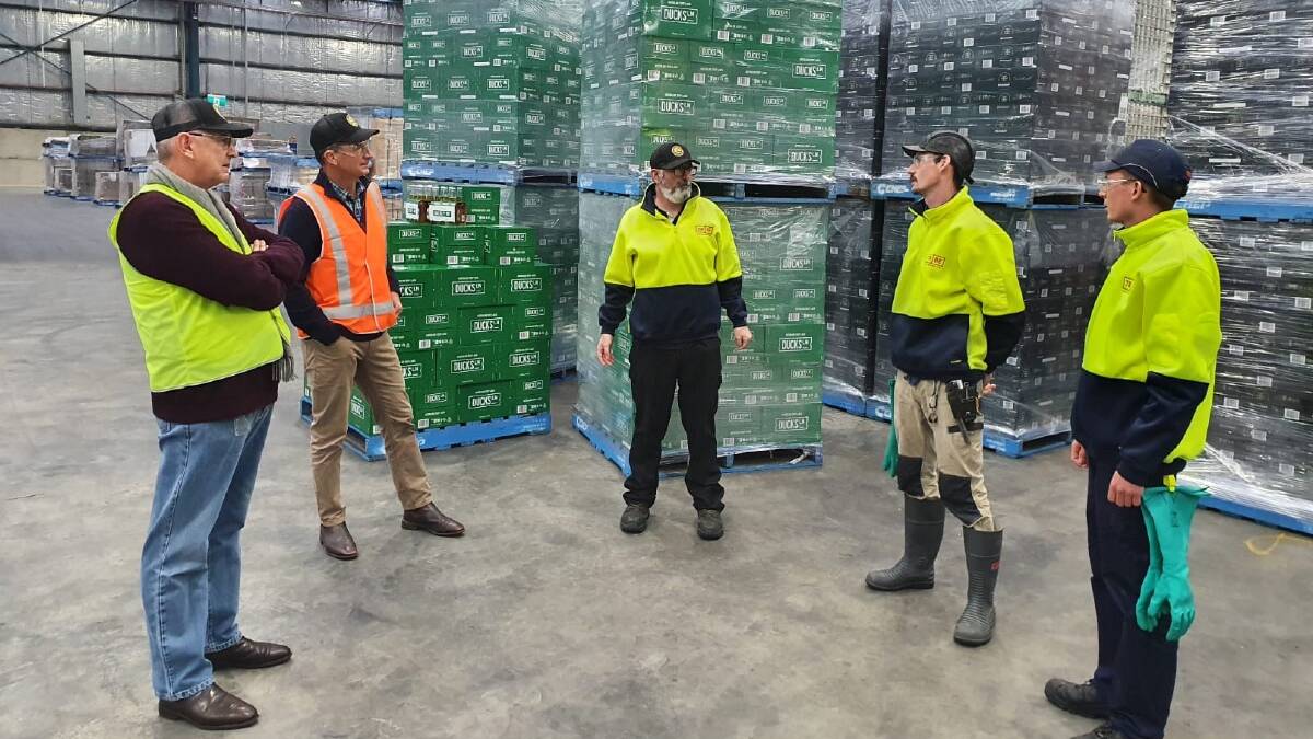 MANUFACTURING: Angus Taylor visited Tribe Breweries in Goulburn. Photo: Supplied