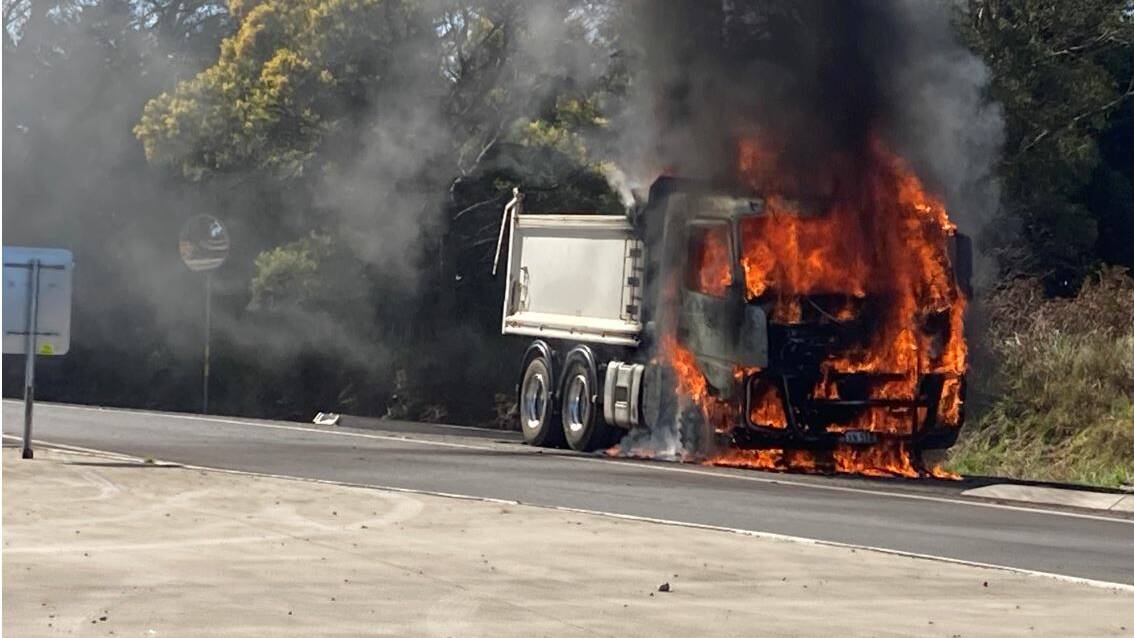 Truck fire on Sheepwash Road. Photo: Michelle Haines Thomas