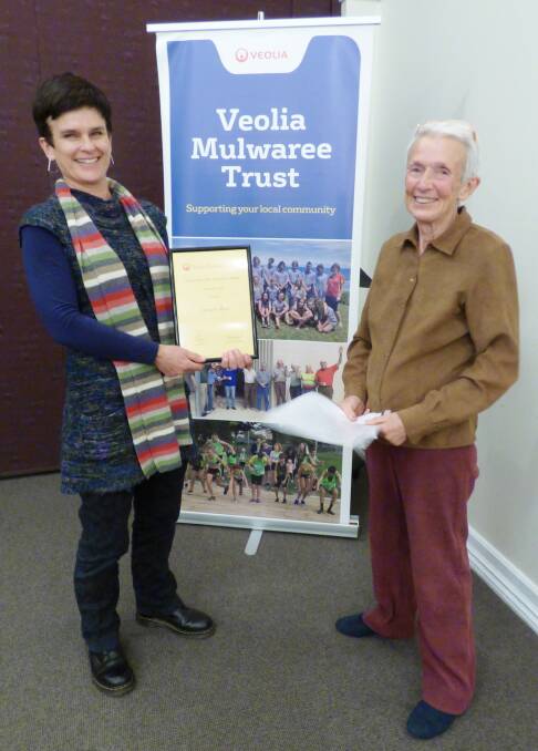 PAINTER / SCULPTOR: Lucinda Lewis of Moss Vale received a 2018 Veolia Creative Arts Recognition Scholarship from Jennifer Lamb. Photo: Supplied