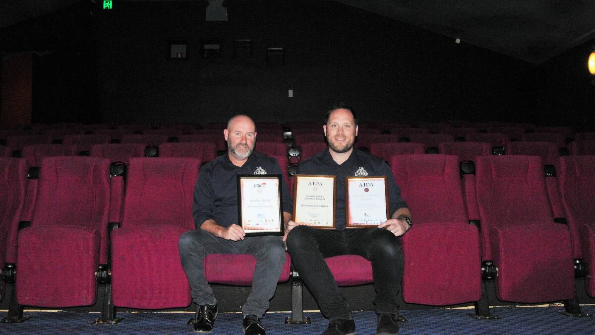 Empire Cinema partners Gerard Aiken and David Graham celebrate winning their fourth Best Regional Cinema award. Photo: Lauren Strode