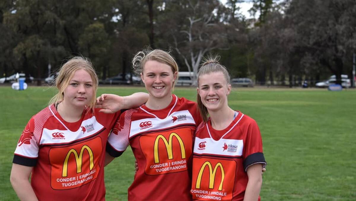 Olivia Daley, Pip Kettlewell and Georgia Combes who played with the ViQueens on Saturday. Photo: supplied