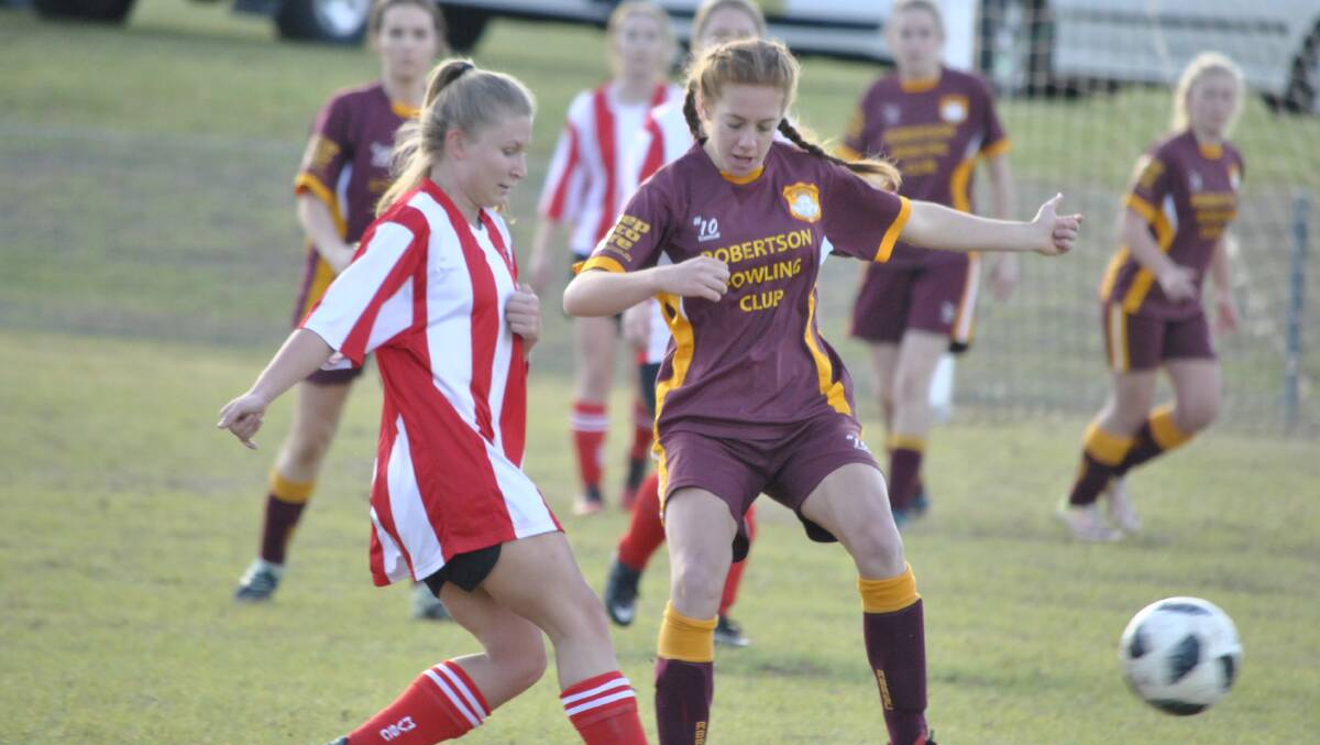 HARD FOUGHT WIN: Moss Vale Red edged out Robertson Maroon 1-0 on Saturday to keep its top of the ladder spot. Photo: Brooke Gibbs