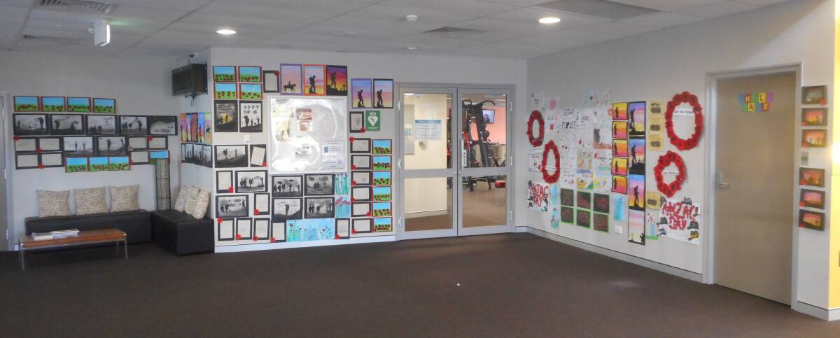 Students Anzac-themed works of art are now on display at the Moss Vale War Memorial Aquatic Centre. Photo: supplied