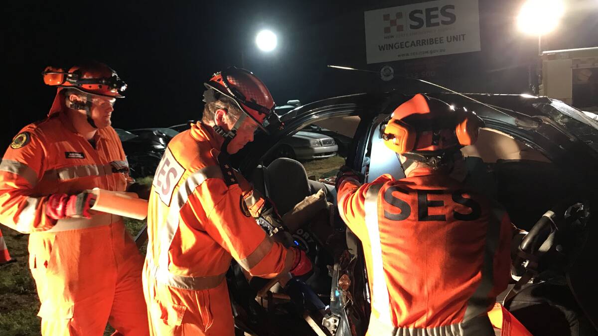 TRAINING PAYS OFF: Members of the Wingecarribee SES at a recent road crash assessment. Photo: Warren Turner