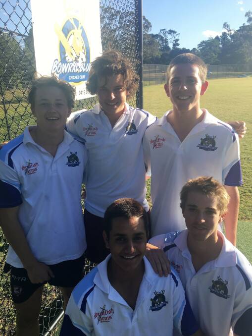 Bowral Blues juniors Nick Gardner, James Morton, Fionn Parker, Ravi Wikramanyake and Ben Tucker have been selected to represent Greater Illawarra in the under-18 NSW Country Cricket Colts squad. Photo supplied