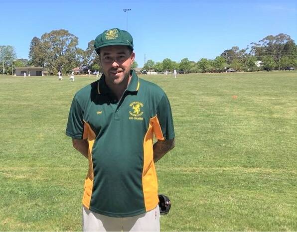 Rob Collins played his 100th game for the Mittagong Lions Cricket Club on Saturday. Photo supplied