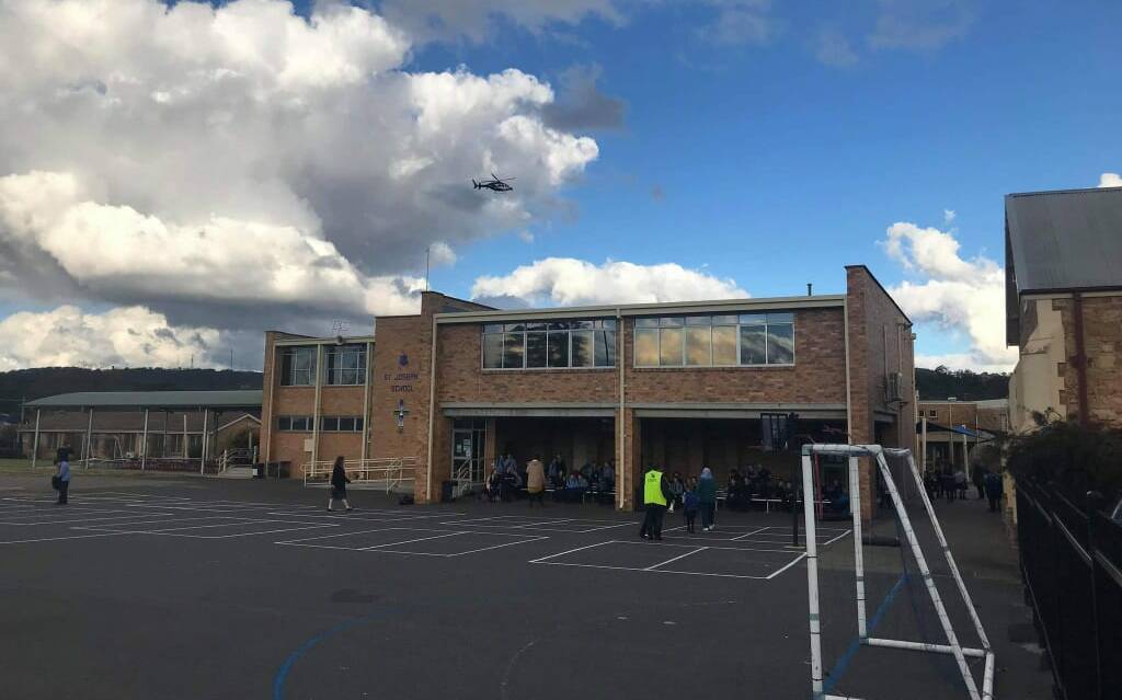 A police helicopter is assisting in the search. Saint Joseph's Catholic Primary School in Lagoon Street (pictured) went into lockdown on Thursday afternoon as a result of the escape. Photo supplied.