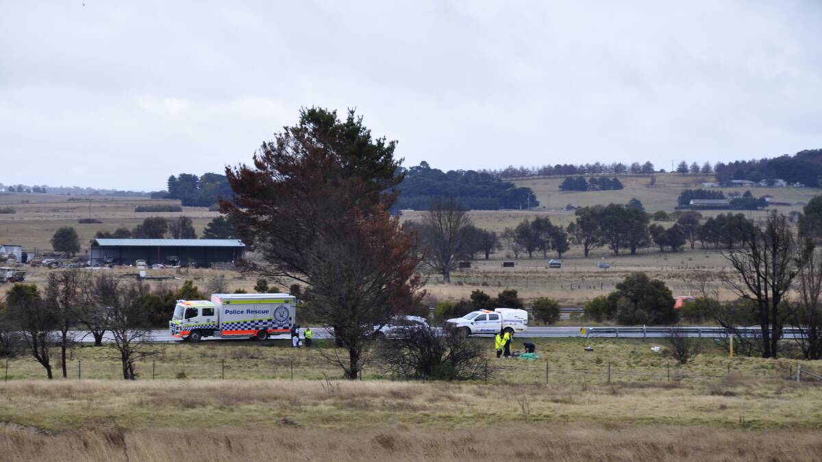 Police searched land off the Hume Highway bypass at Goulburn in July after a woman found human remains. Picture by Louise Thrower.