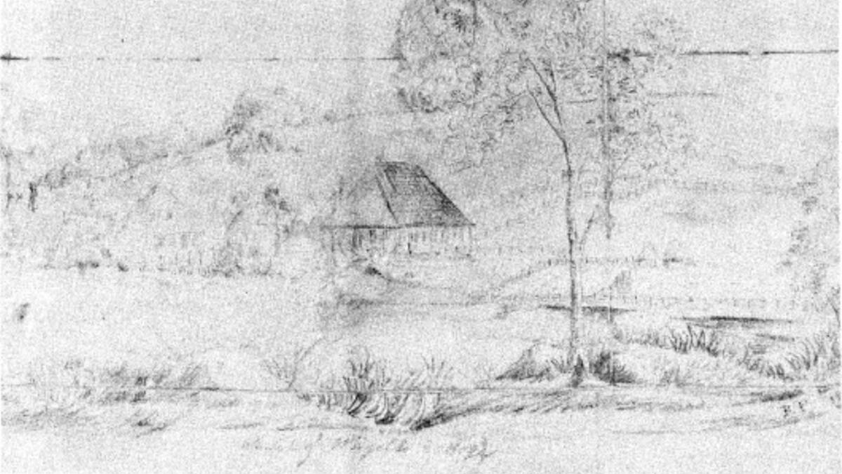 A sketch of Wingello Park in 1835 by surveyor Robert Hoddle held in the Mitchell Library.