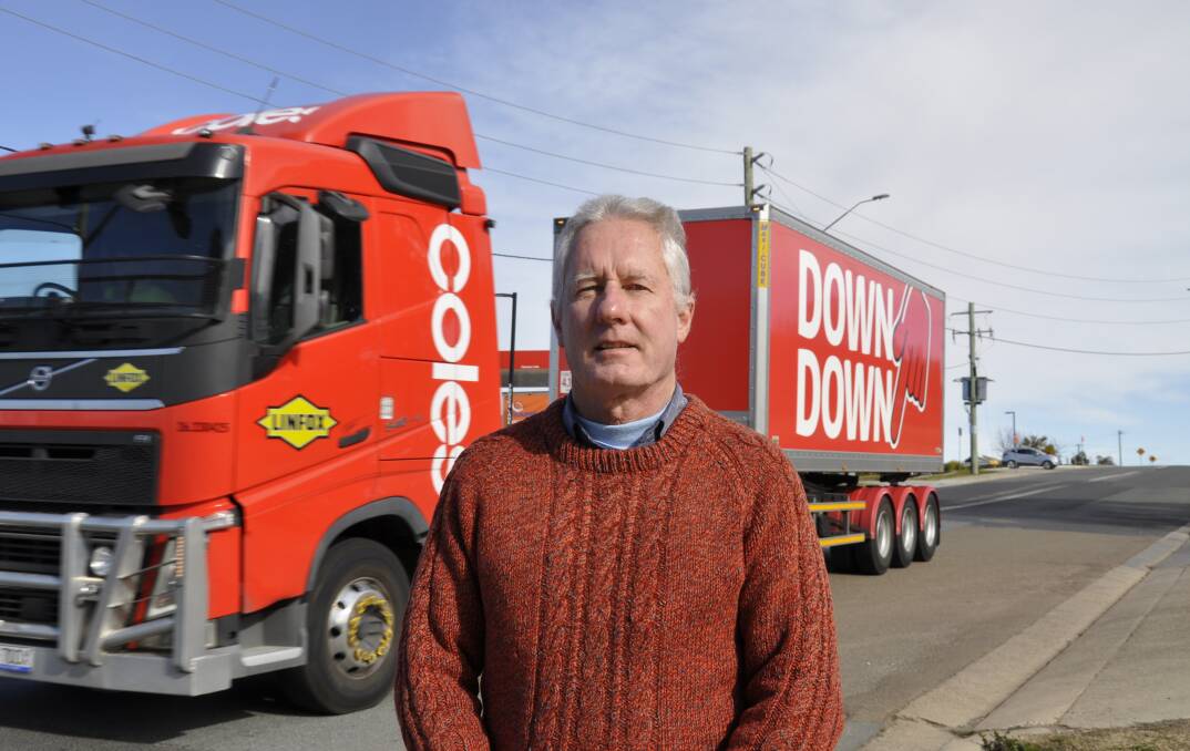 Goulurn man Barry McDonald says allowing Coles to run Linfox trucks to run B-triples on the Hume will be dangerous and open the door for other operators to do the same. He is on Ducks Lane, which the vehicles will travel. Photo: Louise Thrower. 