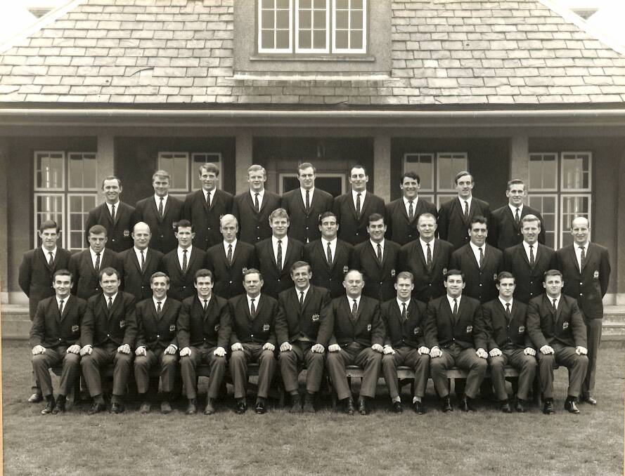 TOP TEAM: Alan Cardy (second left, back row) was a member of the highly successful 1966-67 Wallabies tour of the United Kingdom on which the team won all five tests. He scored 11 tries during the tour. Photo: Rugby Australia. 