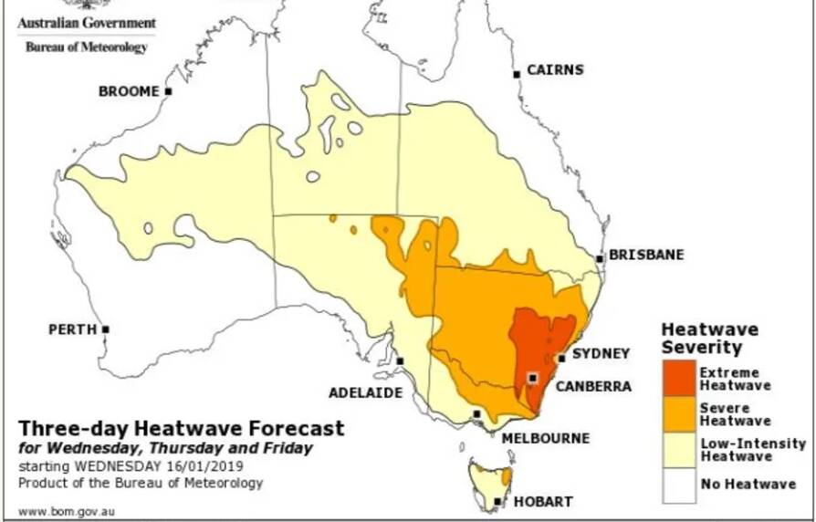 South-eastern Australia with see most unusually warm conditions on Wednesday. Picture: BOM