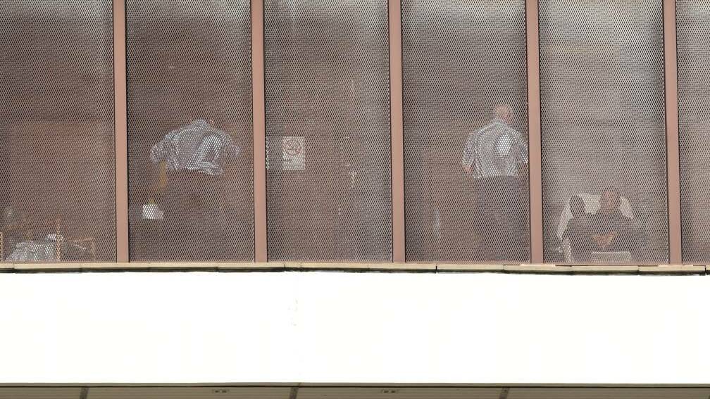 Three people guard the hospital room holding serial killer Ivan Milat at The Prince of Wales hospital in Randwick earlier in May. Photo: Kate Geraghty 