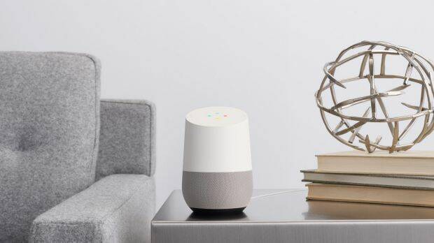 Google Home is surprisingly small, and unassuming enough to fit in most rooms of the house. Photo: Google

