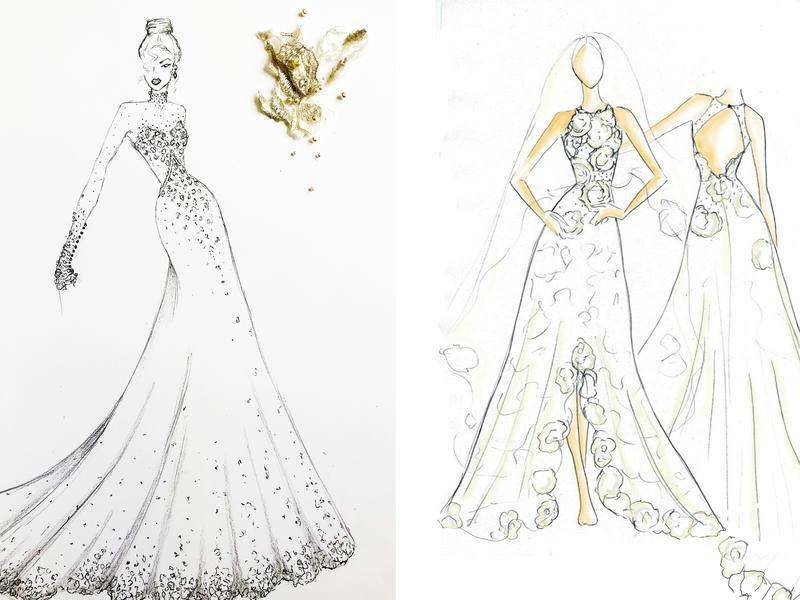 Australian designers Sam Oglialoro and Megan Ziems show how they'd dress bride-to-be Meghan Markle.