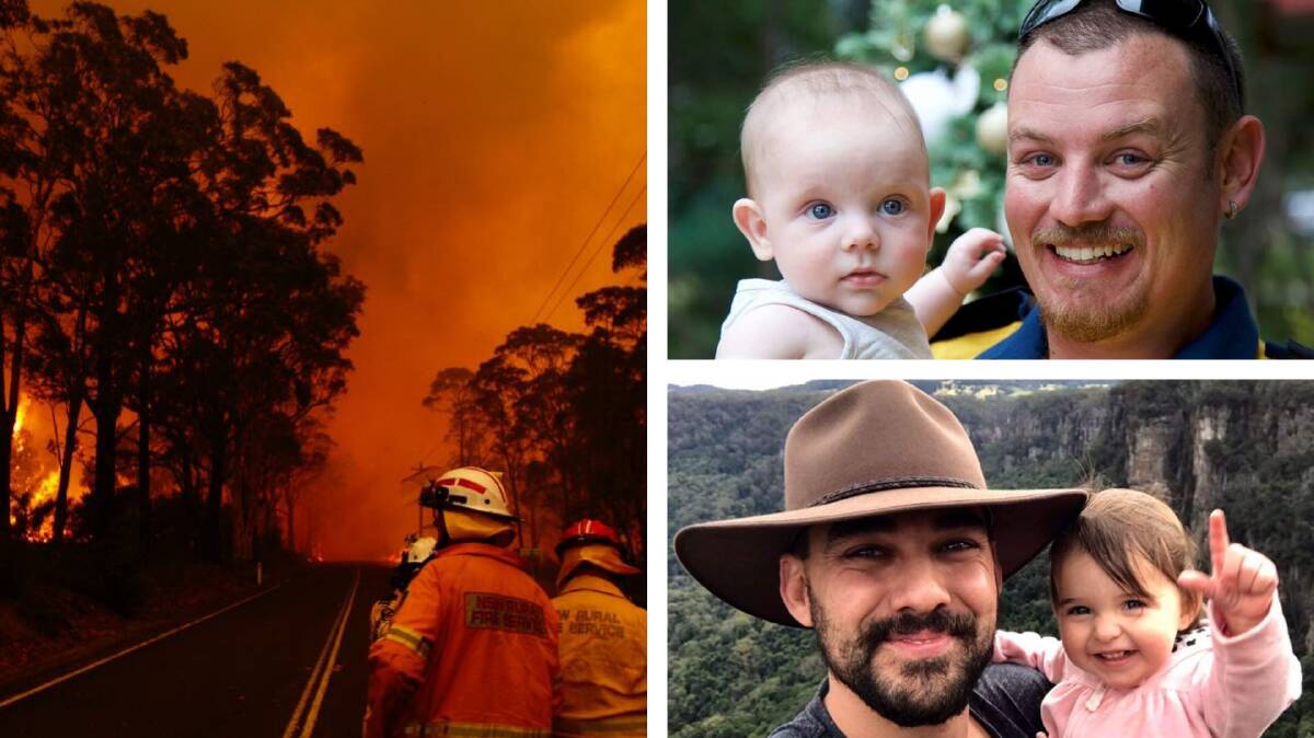 RFS volunteer Geoffrey Keaton (top right) and Andrew O'Dwyer (below) were killed on the fireground at Buxton on Thursday night.