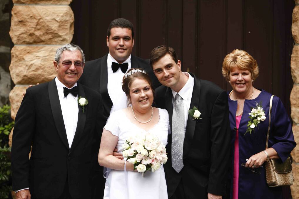 FAMILY FOCUS: Rebecca's mum, dad and brother, Suzanne, Kevin and Scott Douglass with her and her husband James Robins on their wedding day. Photo: supplied. 