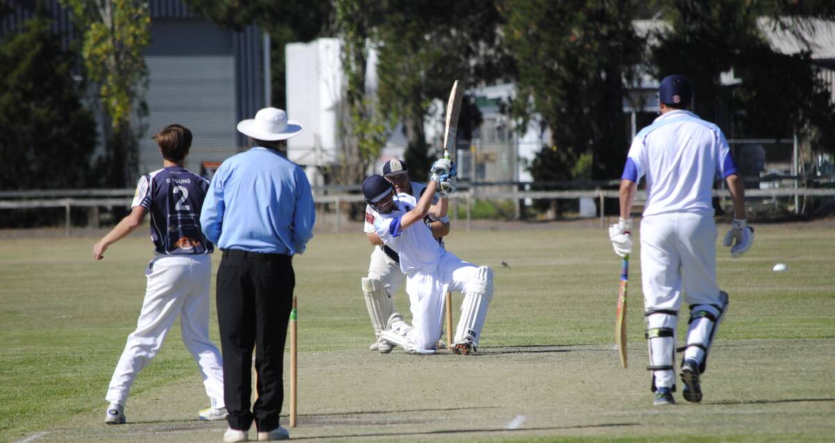 T20 SMASH: Dominic O'Shannessy bats for East Bowral Blue in the Twenty20 match against Robertson at Lackey Park. Photo: Madeline Crittenden. 