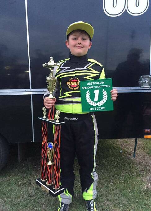 TOP SPOT: Max Bevan won top spot at the Australian Speedway Kart Titles and is now ranked first in Australia in the 10-12 year age group. Photo: supplied.  