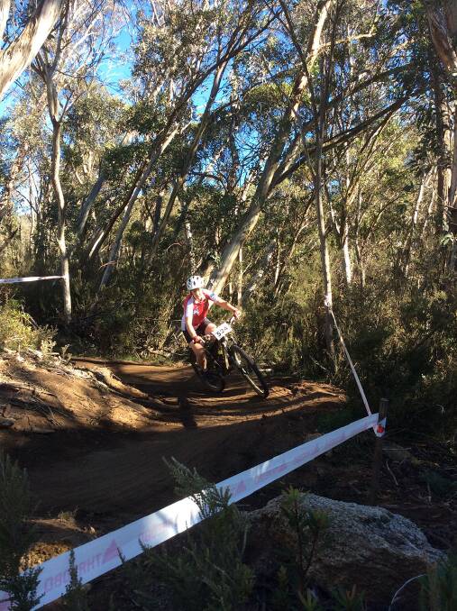 YOUNG CHAMPION: Seren Johnson on the track to claim the Australian Intermediate Girls' Champion title at the Thredbo 2017 Australian Inter-Schools Championships. Photo: supplied. 