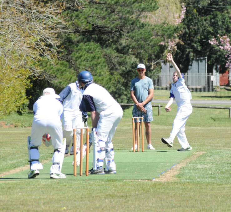 FAST BOWL: Christian Malloy bowls for East Bowral in the third grade match against Robertson. Photo: Madeline Crittenden. 