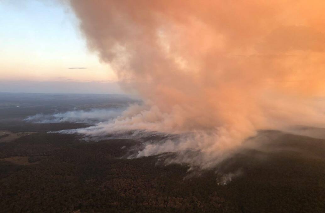 View of the Joadja East hazard reduction burn on Wendesday evening from the medium sized helicopter assisting with the burn. Photo courtesy RFS Southern Highlands Team Facebook. 