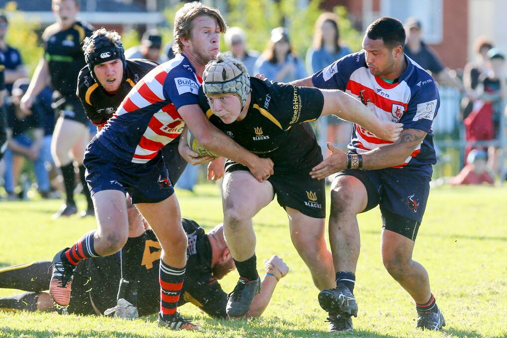 BACK ON THE FIELD: Bowral Blacks Timothy Lewis in action during a match against University on August 27, 2016. Photo: Adam McLean. 