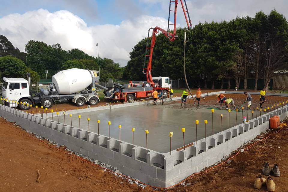 CONSTRUCTION UNDERWAY: The slab for the Robertson Aquatic Centre was laid on Monday, January 29. Photo: supplied. 