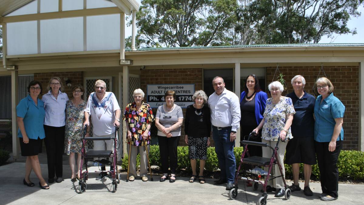 Mr Rowell with Wingecarribee Adult Daycare staff and clients after the funding announcement on February 9. Photo: Madeline Crittenden. 