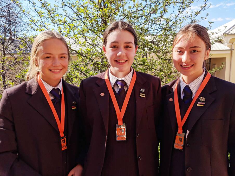 Frensham year 10 boarding students Sophie Lyne, Cordelia Bell and Heidi Montgomery.