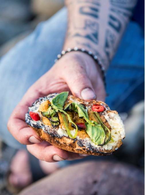 ITALIAN CUISINE: 'Sea Urchin Bruschetta' from the new cookbook Farm To Flame by Bistro Officina owner and chef Nicola Coccia. Photo: Ashley Mackevicius