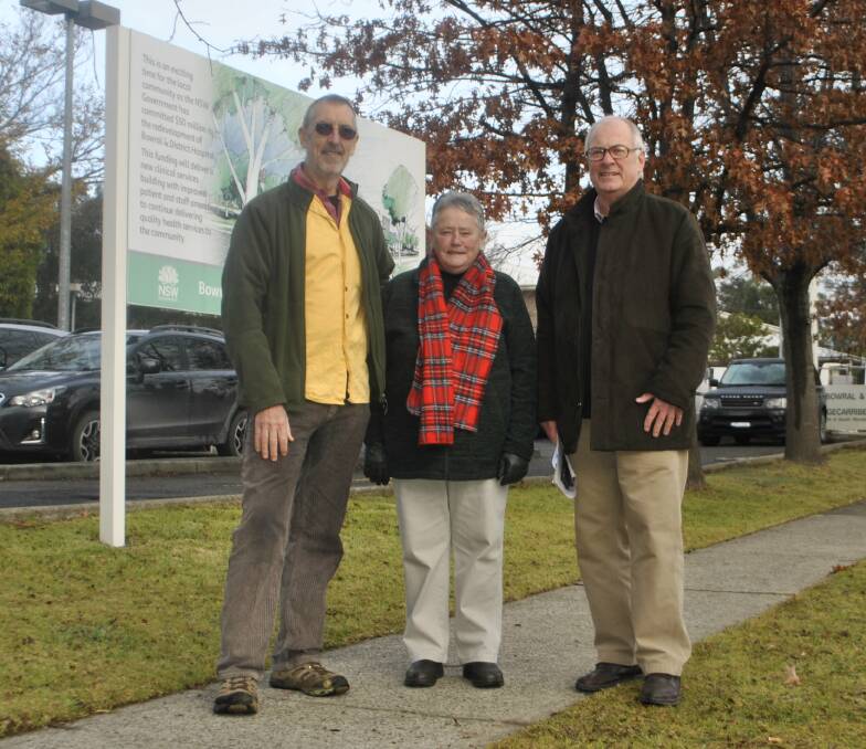 A WIN: Public Health First (PHF) members Gordon Markwart, Edna Carmichael and Peter Edwards. PHF has welcomed the $15 million funding announcement for Bowral and District Hospital. Photo: Emily Bennett