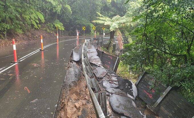 A landslide has closed Jamberoo Mountain Road for at least several weeks. Motorists have been advised to use the Illawarra Highway as an alternative route. Photo: Supplied