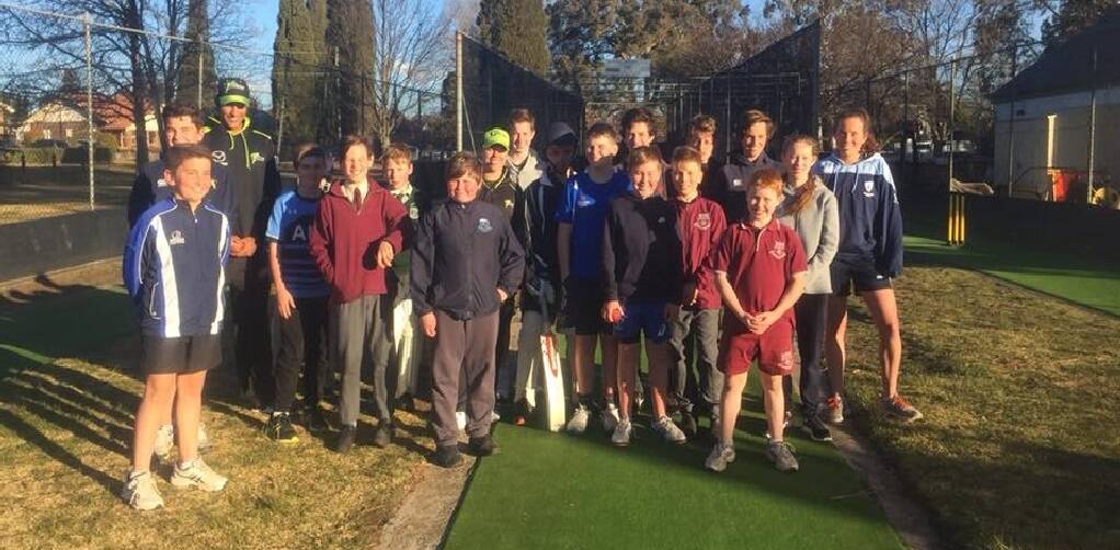 THE NEXT GENERATION: Bowral Cricket Club players got a lesson from rising cricket stars Naomi Stalenberg, Jason Sangha and Charlotte Menzies recently. Photo: Supplied