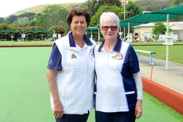 GRINNERS: 2017 major and minor rotating pairs champions Gail Fraser and Margaret Pemberton at Bowral Bowling Club. Photo: Contributed